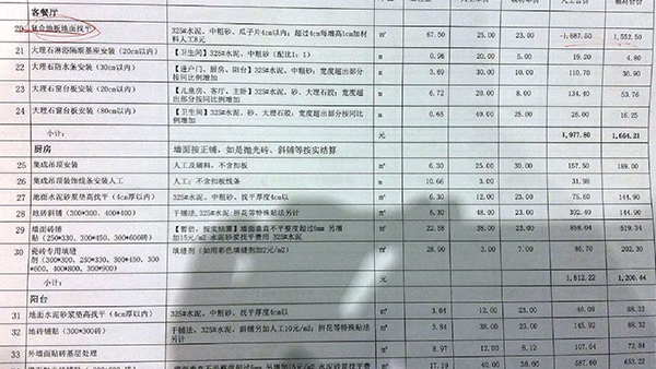 裝修報價表